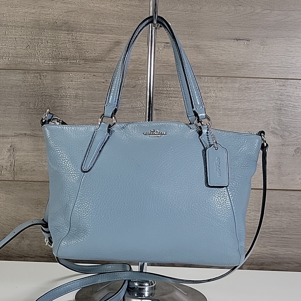 Coach Mini Kelsey Light Blue Leather Tote Crossbody Bag F57563 - Picture 2 of 15